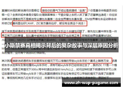 小斯禁赛真相揭示背后的复杂故事与深层原因分析